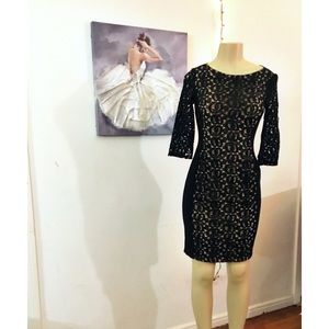 Lace detail dress with sheer lace sleeves